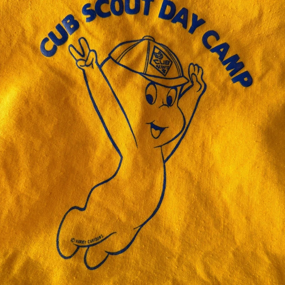 Vintage Cub Scout‎ Day Camp Drawstring Bag Yellow Blue Harvey Cartoons